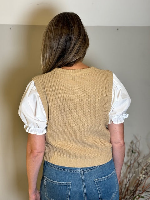 Tea Time Layered Sweater Vest Top